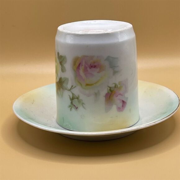 Vintage Porcelain Tea Cup & Saucer Hand-Painted Roses Antique 1900-1919 - Picture 7 of 9